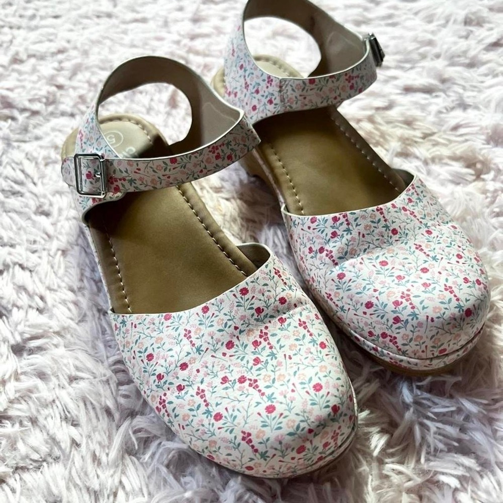 Floral Mary Jane Buckle‎ Cottage Core Whimsical Prairie Peasant Shoes Girls 5